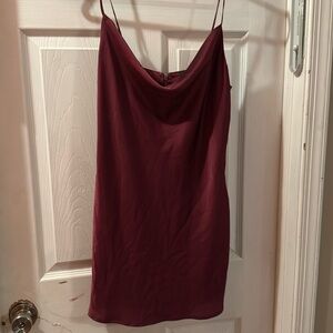 Kendall and Kylie satin wine red dress